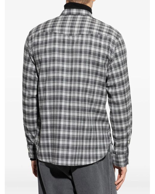 Officine Generale Gray Checked Pocket Shirt for men