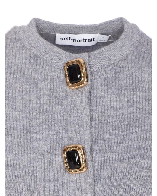 Self-Portrait Gray Short Cardigan