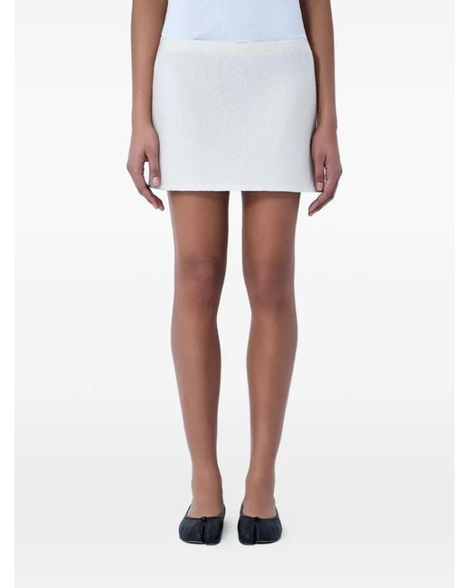 Rier White Textured Wool Mini Skirt