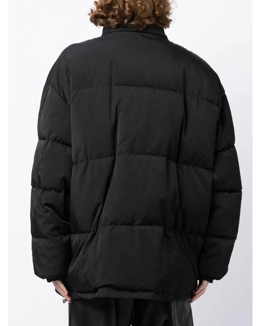 Moschino Black Logo-Print Padded Coat for men
