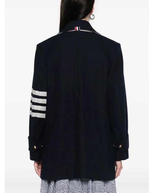 Thom Browne Blue 4 Bar Stripes Waistcoat And Peacoat Set