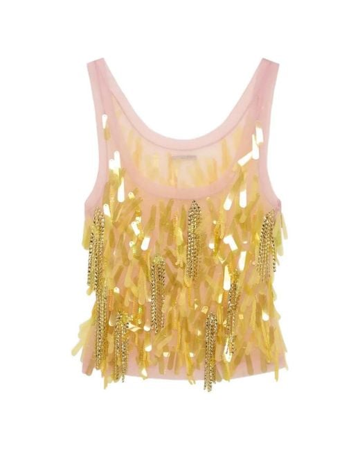 16Arlington Yellow Sharla Embroidered Tulle Tank Top