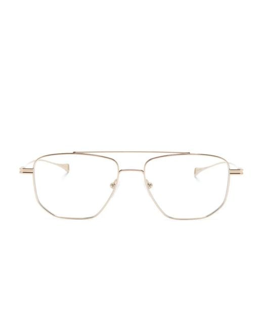 Dita Eyewear White Matte Pilot-Frame Glasses