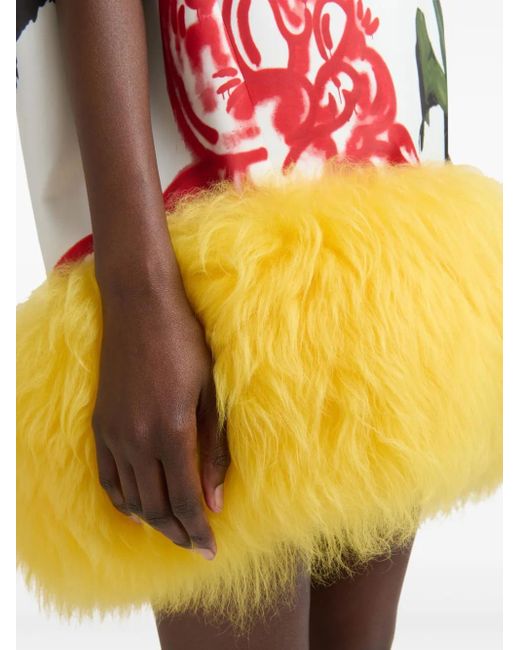 Marni Gray X Slawn & Soldier Fur-Trimmed Mini Dress