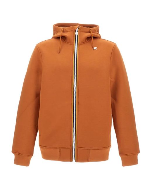 K-Way Orange Hoodie À Fermeture Zippée for men