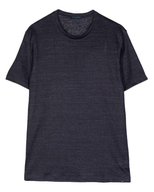 Paul & Shark Blue Crew-neck Linen T-shirt for men