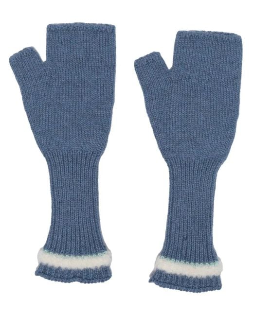 Barrie Blue Fingerless Knit Gloves