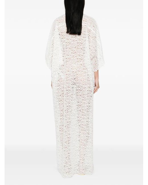 Ermanno Scervino White Lace V-Neck Dress