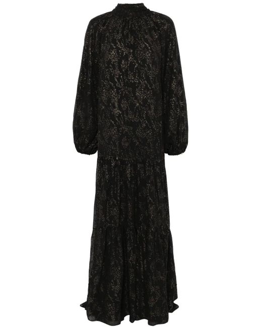 Nissa Black Glitter-Detail Maxi Dress