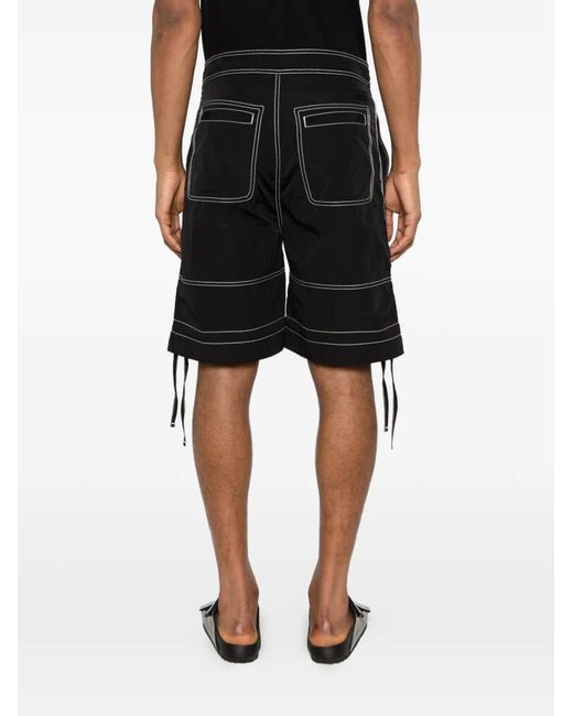 AMI Black Contrast-Stitch Bermuda Shorts for men