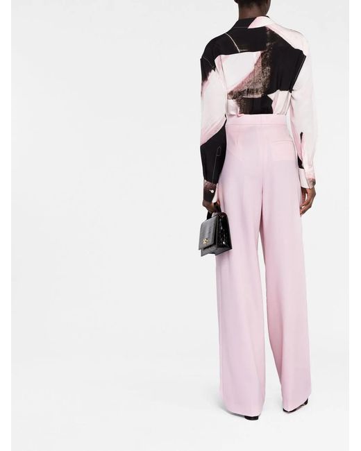 McQueen Pink Pleated High-waisted Trousers