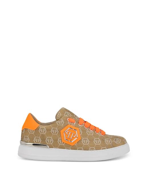 Philipp Plein Brown Jacquard Monogram Low-Top Sneakers for men