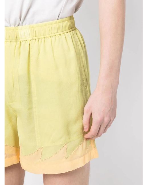 Bode Yellow Above-Knee Silk Shorts for men