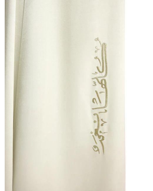 Gemy Maalouf White Calligraphy-Embroidered Kaftan