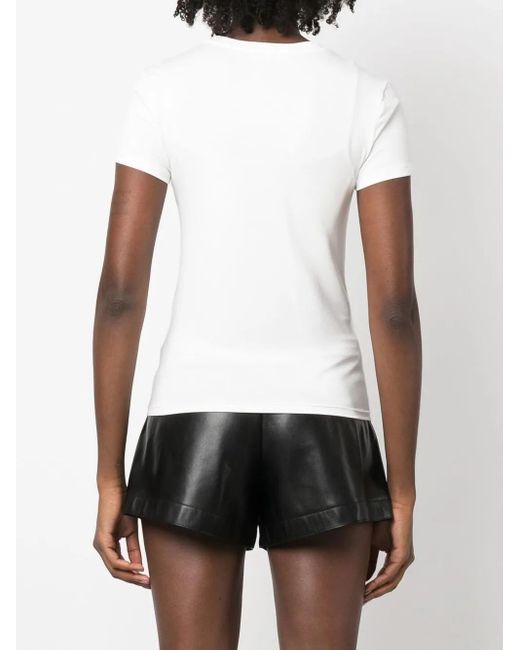 Patrizia Pepe White Rhinestone-Logo T-Shirt