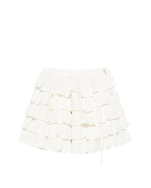 GIMAGUAS White Ulla Ruffled Tiered Mini Skirt