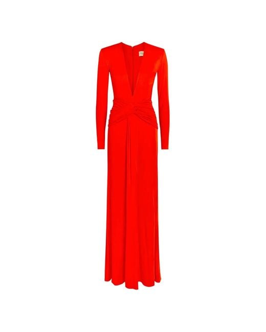 The Arrivals Red Twisted-Waist V-Neck Dress