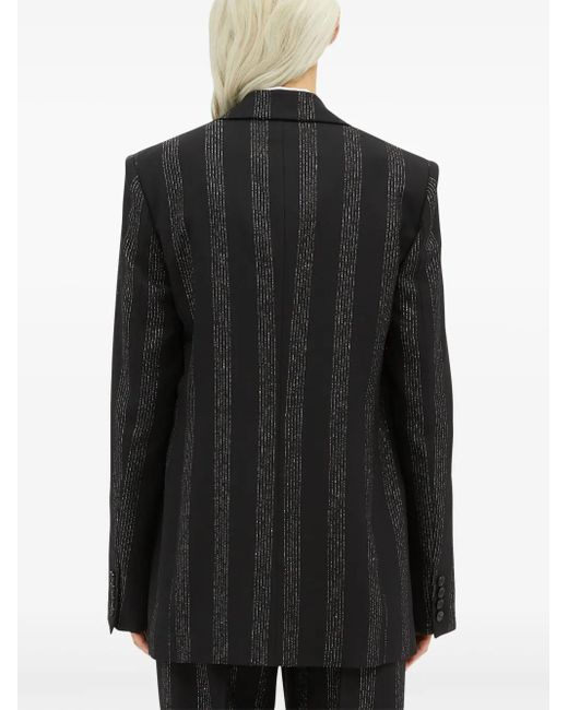 MSGM Black Striped Single-Breasted Blazer