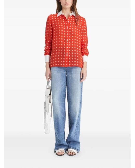Tory Burch Red Dot-Print Blouse