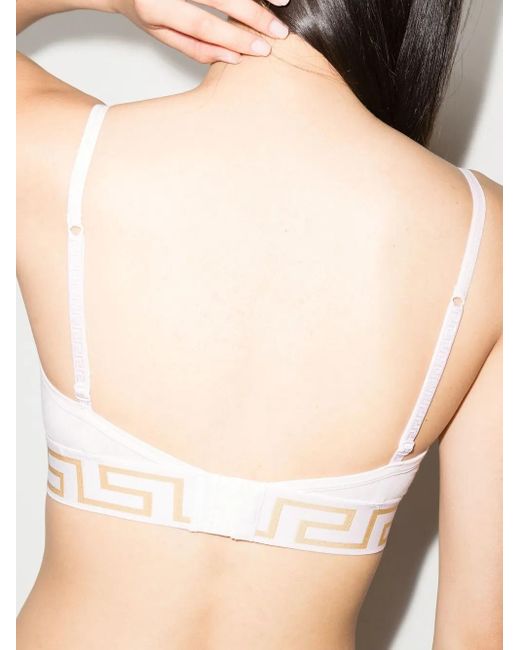 Versace Pink Greca-Trim Triangle Bra