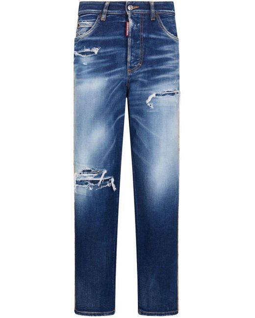 DSquared² Blue Lace-up Distressed Jeans
