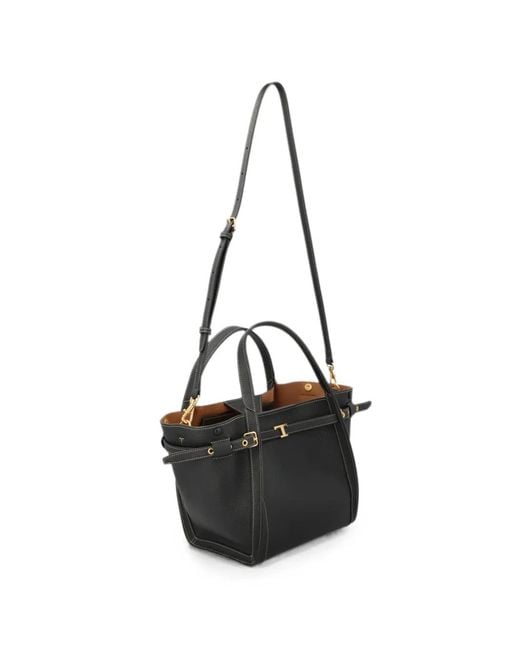 Tod's Black Mini T Signature Leather Tote Bag