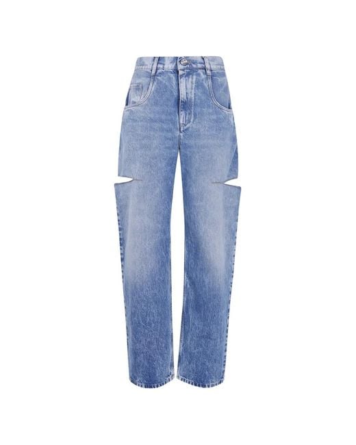 Maison Margiela Blue Cut-Out Straight-Leg Jeans