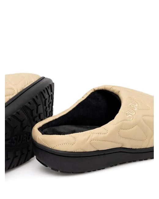 SUBU White Outline Quilted Logo-Detail Slippers