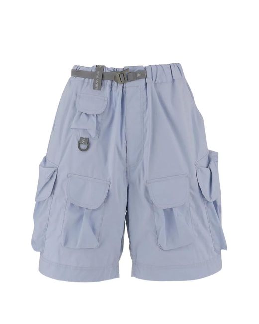 And Wander Blue Belted Multi-Pocket Shorts for men