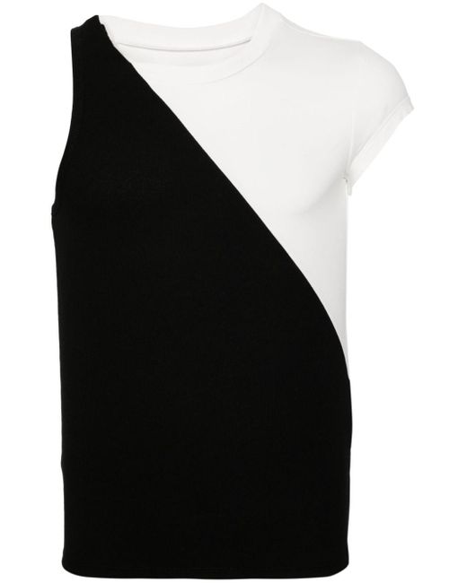 MM6 by Maison Martin Margiela Black Asymmetric Cotton-belnd T-shirt