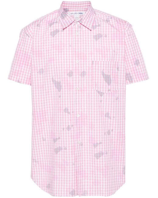 Gingham-pattern cotton shirt di Comme des Garçons in Pink da Uomo