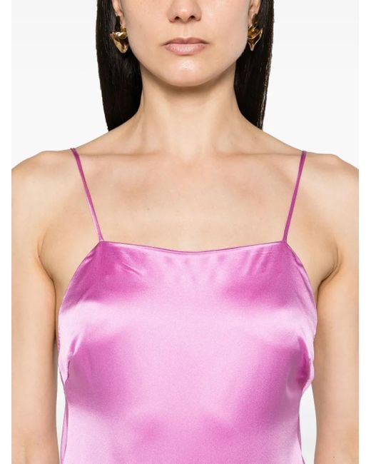 Max Mara Pink Square-Neck Silk Bodysuit