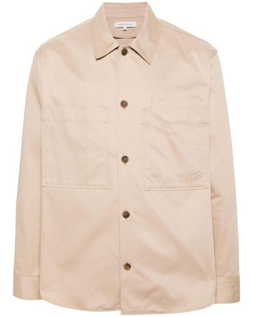 Maison Kitsuné Button-up Shirtjack in het Natural voor heren