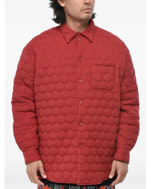 Off-White c/o Virgil Abloh Red Quilted Logo-Patch Jacket for men