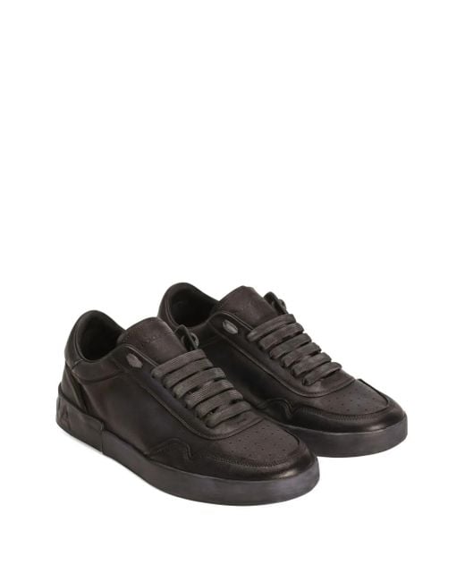 Dolce & Gabbana Black Portofino Leather Lace-Up Sneakers for men