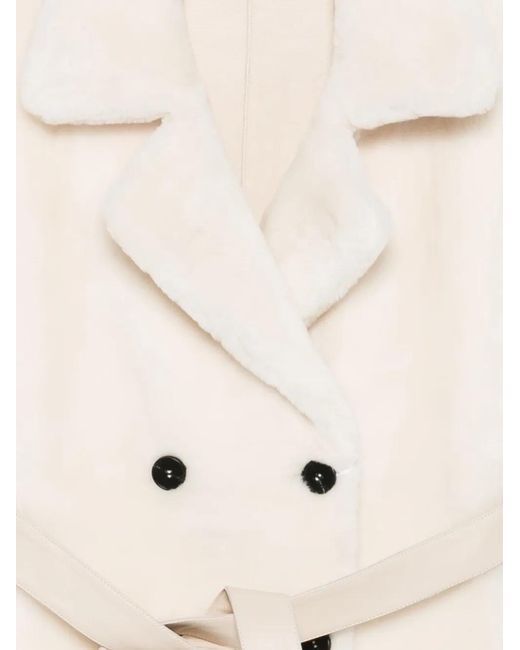 Liska Natural Double-Breasted Belted Coat
