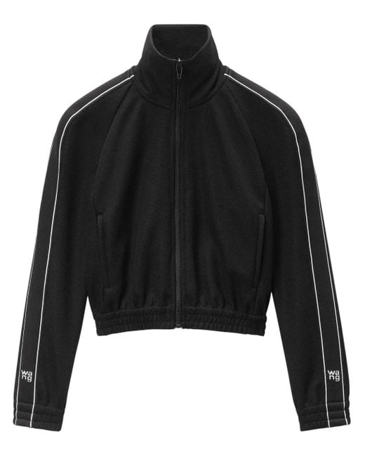 Alexander Wang Black Logo-Tape Cropped Track Jacket