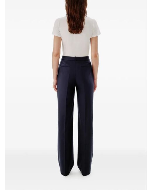 Another Tomorrow Blue Flared Wool Trousers