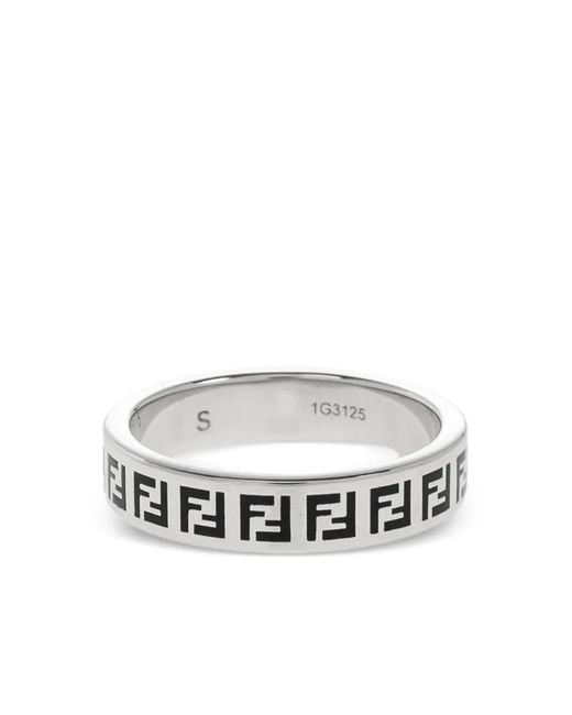 Fendi White Logo Ring for men