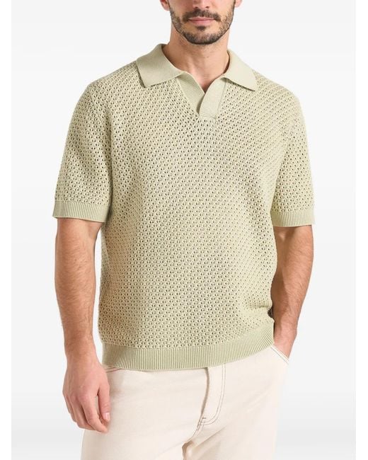 Manière De Voir Natural Open Knit Polo Shirt for men