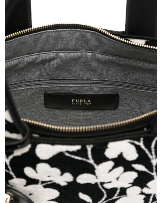 Furla Black Floral-Pattern Tote Bag