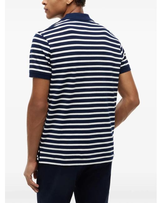 Tommy Hilfiger Blue Striped-Print Logo-Embroidered Polo Shirt for men
