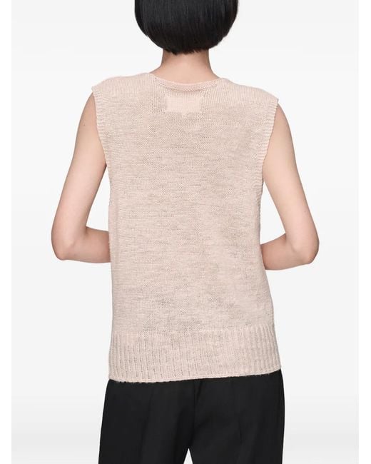 Maison Margiela Pink Ribbed V-Neck Vest