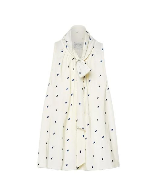 Forte_forte White Tie-Detail Teardrop-Print Top