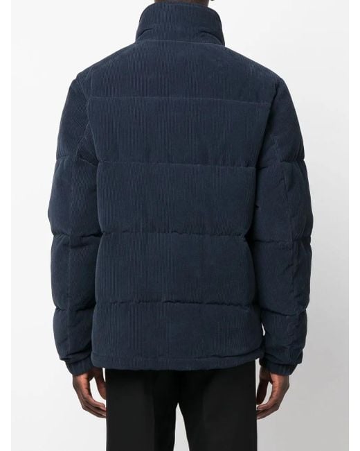 Billionaire Blue Logo-Patch Corduroy Padded Jacket for men