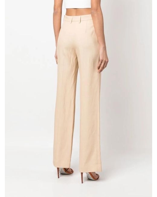 Alberta Ferretti Natural High-Waisted Straight-Leg Trousers