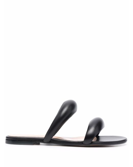 Gianvito Rossi Leather Double-strap Sandals in Black - Lyst