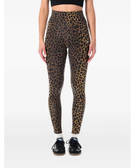 Adidas Black Leopard-Print Stripe Leggings