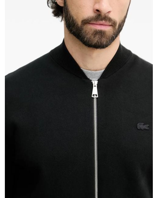 Lacoste Black Logo-Patch Cardigan for men