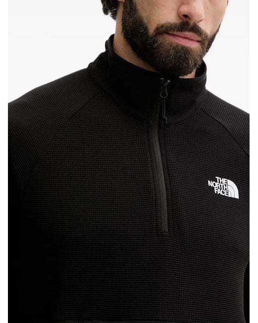 The North Face Black Kecha Waffle-Knit Half-Zip Sweatshirt for men